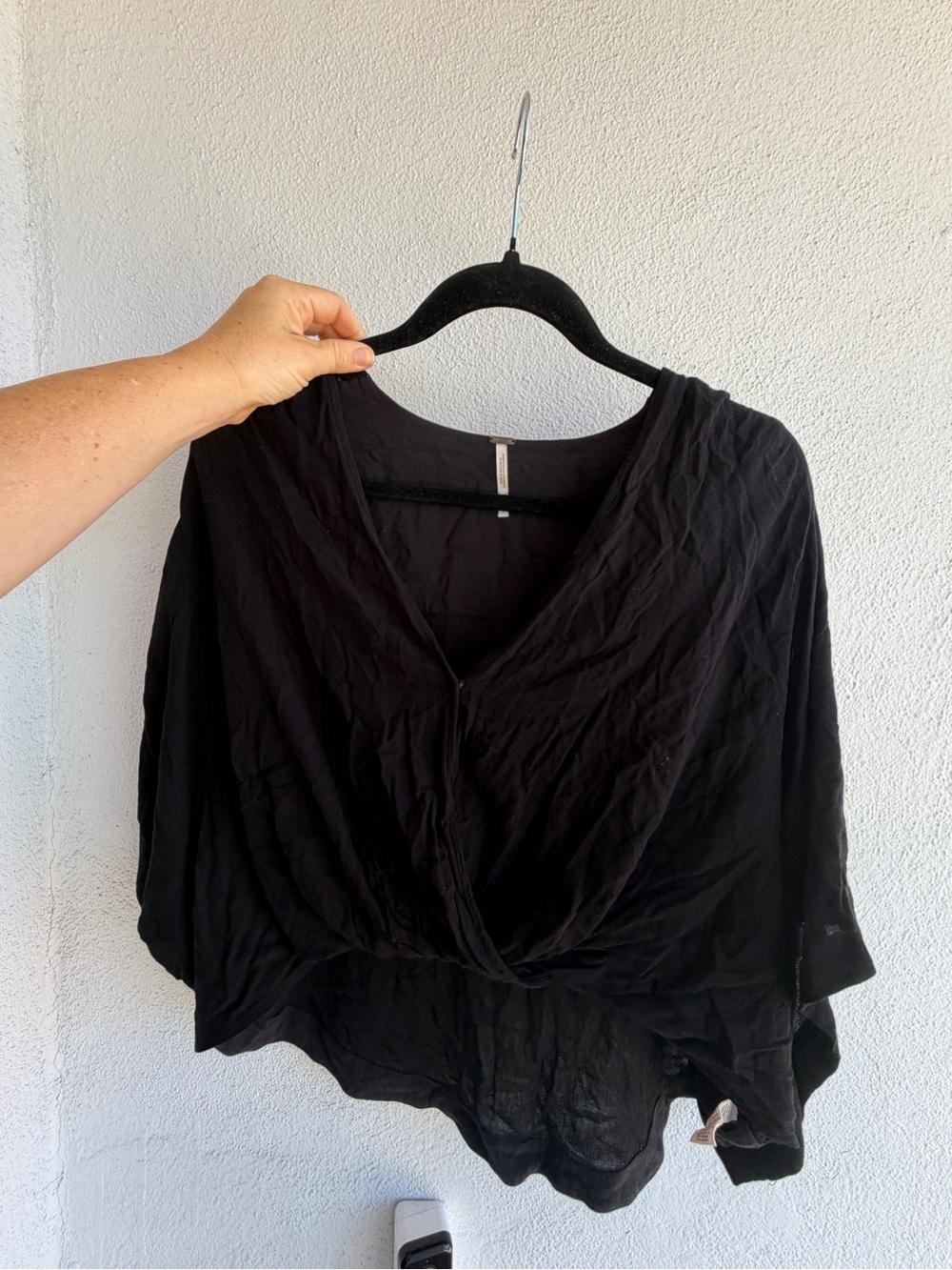 Free People Black Draped V-Neck Tunic Top